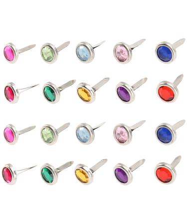 Amosfun 100pcs Mini Brads Heart Metal Scrapbooking brads Paper Fasteners for DIY Crafts 8x15mm (Random Color)