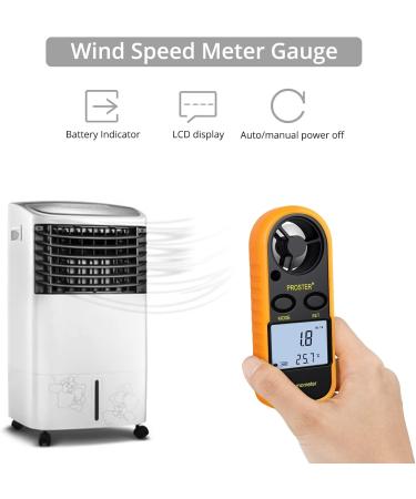 Proster Windminder Digital LCD Wind Speed Meter Gauge - Accurate Air Flow Measurement Thermometer with Backlight for Windsurfing Kite Flying Sailing Surf Fishing - Orange - Buy Online on GoSupps.com