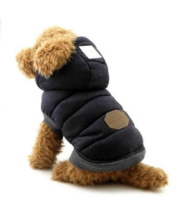 SELMAI Hooded Dog Coat Stylish Small Puppy Dog Clothes (Specially for Toy Breeds, Like Toy Poodle, Mini Pinscher, Shih tzu,Chihuahua, Size Runs Small One to Two Size Than US Size) Small (Pack of 1) Blue 1