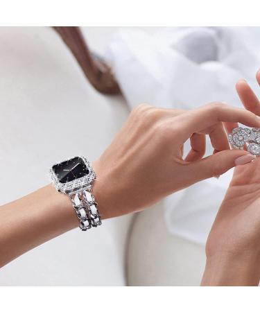 Surace Bling Apple Watch Case 44mm with Screen Protector - 300 Crystal Diamond Tempered Glass Cover for Apple Watch Series 6/5/4/3/2/1 - Silver - Buy Online on GoSupps.com