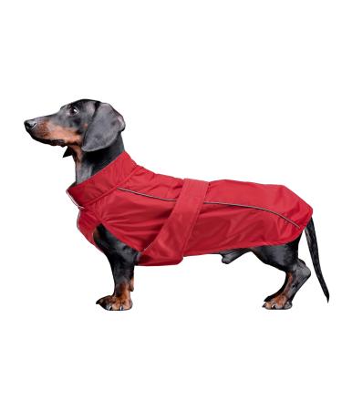 Minezi Roof dog raincoat waterproof outer layer fleece feed reflective caps adjustable belt-suitable for small and medium-sized dog-red l l red
