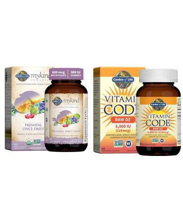 Garden of Life Organics Prenatal Vitamin: Folate for Energy & Healthy Fetal Development & Vitamin D Vitamin Code Raw D3 Vitamin D 5 000 IU
