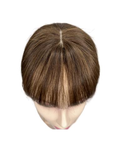 Anemone Jewelry Human Hair Topper with 3D Air Bangs - Brown Clip-In Hairpiece for Women, Mini Short Straight Wiglet for Volume and Gray Hair Coverage - Buy Online on GoSupps.com