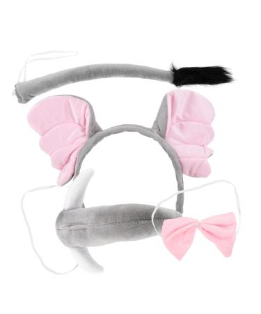 Mikinona 1 Set Elephant Headband Tail Decor Party Female Hairband Elephant Photo Props Elephant Ear Hair Wear Elephant Halloween Elephant Headdress Suite Fabric Child