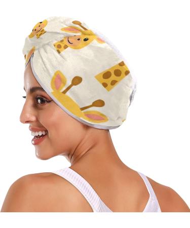 Giraffe Painting Hair Towel 2 Pack - Super Absorbent Quick Dry Hair Turbans for Women & Girls | Perfect Hair Drying Solution - Buy Online on GoSupps.com