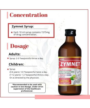 AIMIL Zymnet Plus Syrup for Digestive Health & Acidity| Relieves Gastric Discomforts| Abdominal Pains & Nausea | 200 ML (Pack of 2) - Buy Online on GoSupps.com