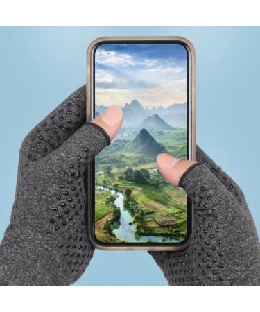 Compression Gloves for Carpal Tunnel Relief - Fingerless Non-Slip Grey Recovery Gloves - Large Size 1 Pair - Buy Online on GoSupps.com