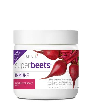 humanN SuperBeets Immune with Grape Seed Extract | Strengthen Your Natural defenses and Maintain a Strong Immune System, Wellmune Beta Glucans, Vitamin C, Cranberry Cherry Flavor, 5.5-Ounce