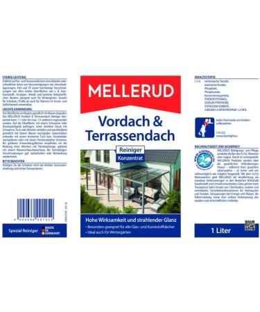 Mellerud Canopy & Terrace Roof Cleaner Concentrate | 1L | High Effectiveness & Radiant Shine for Glass & Plastic Roofs - International Shipping Available - Buy Online on GoSupps.com