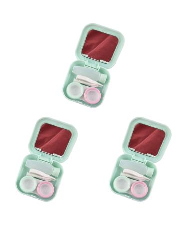 YOXIER Contact Lenses Case Eye Contact Lenses Box with Mirror Anti-break for Gift Lake Blue 3 Pcs