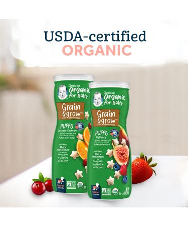 Gerber Organic Puffs Variety Pack 1.48 oz (Pack of 8) - Cranberry Orange & Fig Berry Baby Snacks - Buy Online on GoSupps.com