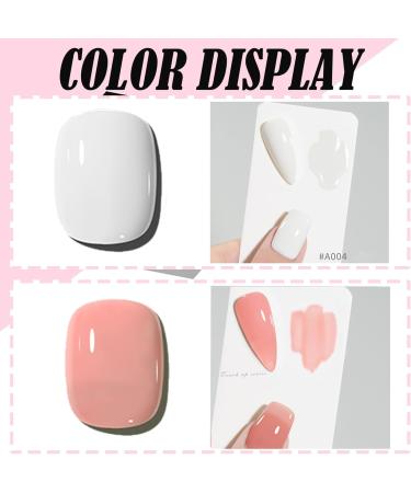 Gel Nail Polish Kit for French Tips Sheer Pink & White Nail Polish French Manicure Set with Nail Stamper Soak Off UV Nail Polish Manicure Tool for Women DIY at Home Color: Nude Pink - Buy Online on GoSupps.com
