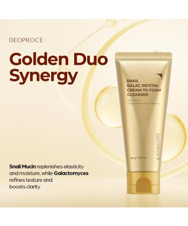 Deoproce Snail Galac Revital Cream to Foam Cleanser Korean Skin Care for Hydrated and Radiant Skin 100g - Buy Online on GoSupps.com