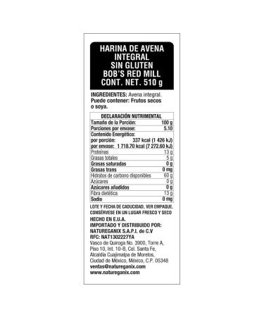 Bob's Red Mill Whole Grain Oat Flour - 18 oz (1.125 lb) | Gluten-Free Baking - Buy Online on GoSupps.com