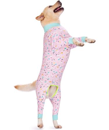 Rehabilitation Suit for Medium & Large Dogs | Breathable Full Body Pajamas - Post-Op Skin Protection & Comfort in Pink - Buy Online on GoSupps.com