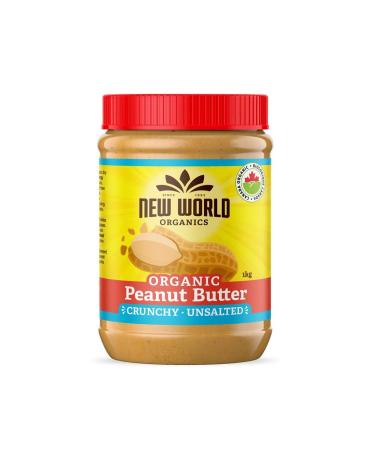 New World Foods Peanut Butter Crunchy Unsalted Organic 1Kg Peanut 1 kg (Pack of 1)