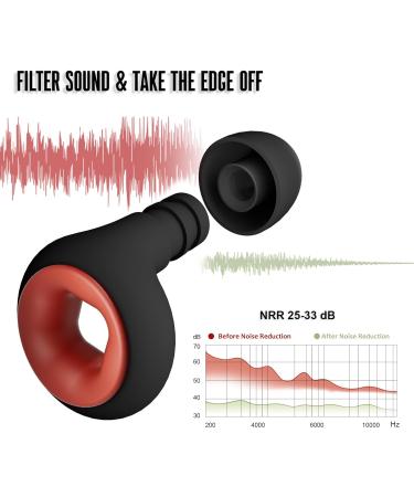 Concert Ear Plugs - High Fidelity Noise Cancelling Earplugs for Musicians & Festivals | 2 Pairs with 6 Reusable Foam & Silicone Tips - 25-33dB Noise Reduction - Buy Online on GoSupps.com