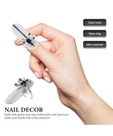 Lurrose Rhinestone Spider Open Ring Stylish Fingernail Protective Cover & Unique Nail Accessory | International Shipping Available - Buy Online on GoSupps.com