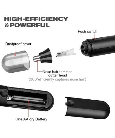 KouRy Portable Nose and Ear Hair Trimmer - Painless Electric Hair Removal for Men & Women - Battery Operated Dual Edged Blades Cleaning Brush Included - Buy Online on GoSupps.com