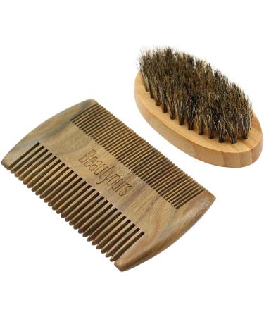 Beard Comb & Beard Brush Kit for Men - Handmade Sandwood Comb and Natural Boar Bristle Beard Brush Set for Beard & Mustache Shaping - Buy Online on GoSupps.com