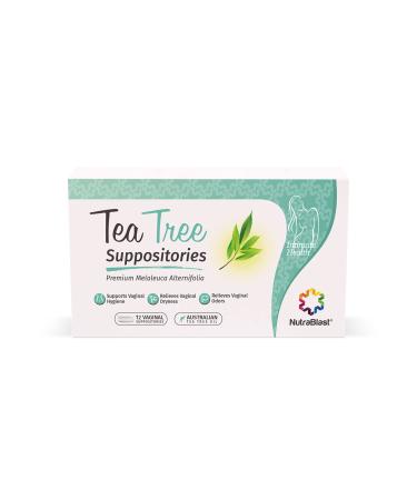 NutraBlast Tea Tree Oil Suppositories (12 Count) | All Natural Intimate Deodorant for Women | Restore Feminine pH Balance | Made in USA