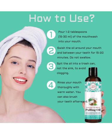 Coconut Pulling Oil - Mint Oil Pulling Mouthwash for Whiter Teeth & Healthy Gums | Natural Oral Care Alcohol-Free (8 Fl.Oz - Buy Online on GoSupps.com