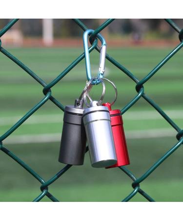 3 Pack Waterproof Aluminum Pill Fob Container | Nitro Bottle Holder & Emergency Keychain | Silver-Matt-Red - Buy Online on GoSupps.com
