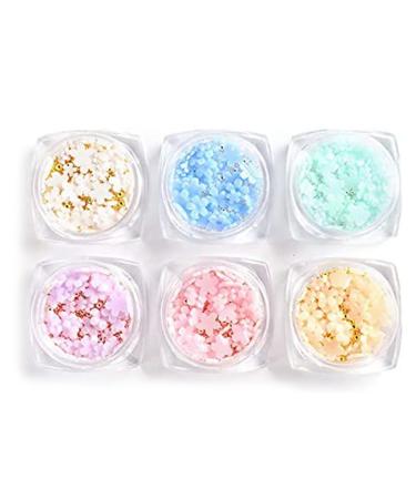 Aiwjeakh 6 Boxes of Light Change 3D Nail Flowers Accessories with Gold and Silver for Mixed DIY Jewelry Art Decorative Supplies