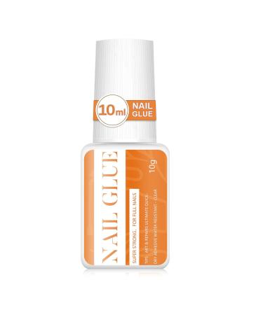 1 * 10ml False Nail Glue Extra Strong Nail Glue Comes with Brushes Easy to Apply to Nails not Easy to Waste or Make a Mess orange-1pcs