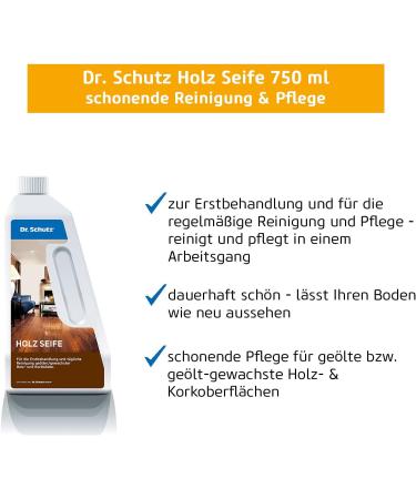 Dr. Schutz Wood Soap 750 ml | 2-in-1 Cleaning Care for Oiled Wooden Floors & Parquet | International Shipping - Buy Online on GoSupps.com