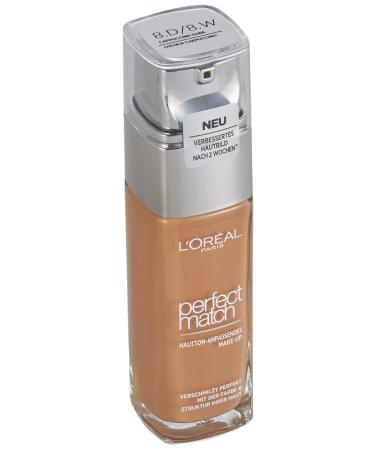 L'Oreal Paris L'Or al Paris Perfect Match Liquid Foundation with Hyaluronic Acid & Aloe Vera #8.D/8.W Golden Cappuccino 30ml