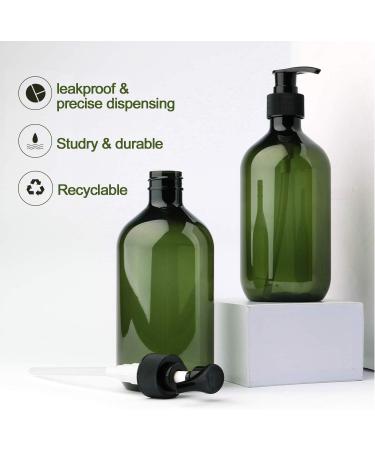 Alledomain 2PCS 500ml/17oz Empty Refillable Plastic Lotion Pump Bottles Shampoo Body Washing Cream Shower Gel Storage Holder Container Toiletries Liquid Dispenser (Brown & Green) - Buy Online on GoSupps.com