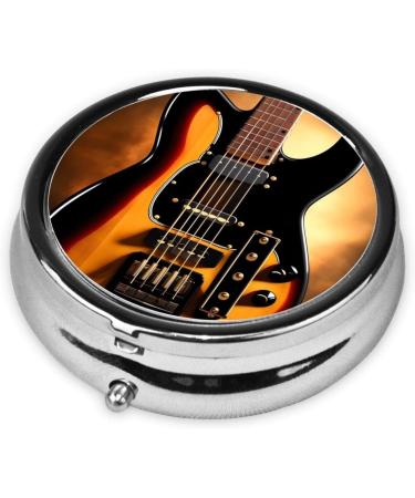 Instrumental Guitar Round Pill Box - 3 Compartment Travel Organizer for Purse & Pocket | Portable Pill Storage - Buy Online on GoSupps.com