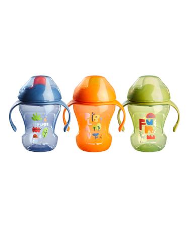Tommee Tippee Sippee Trainer Cup with Handles Water Bottle for Toddlers Spill-Proof BPA Free 8oz 7m+ Pack of 3 Blue Orange and Green Blue Green & Orange