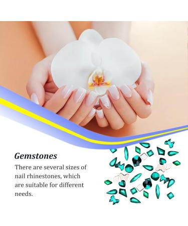 dijiusidy 50 Pieces Glass Crystal Set Eye-catching Personalized Nail Art Rhinestones DIY Handcraft Manicure Accessories for Card Making Malachite Green - Buy Online on GoSupps.com