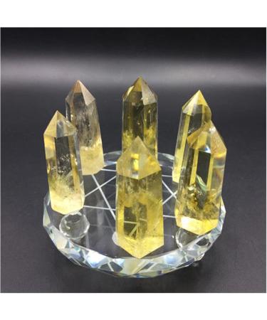 Natural Citrine Smoky Crystal Wand Quartz Seven Star Array Gemstone Point Seven Star Group +Glass Stand Reiki Stone Crystal Reiki - Buy Online on GoSupps.com