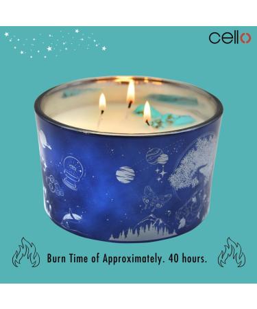 Celestial Large Scented Candle with Turquenite Gemstones - Blue Crystal Astrology Gift for Men and Women - Anxiety Relief Candle - Buy Online on GoSupps.com