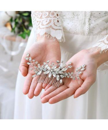 Unicra Crystal Wedding Hair Comb - Sparkly Rhinestone Bridal Headpiece for Women - A-Silver - Buy Online on GoSupps.com