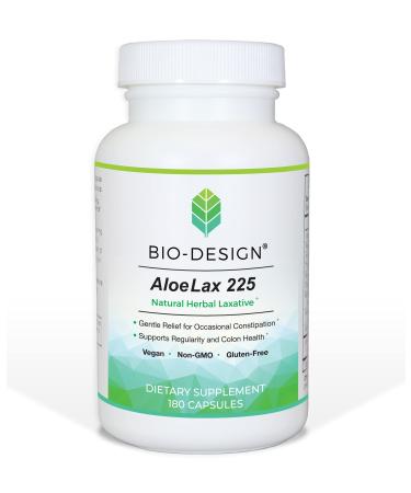 Bio-Design - Aloe Lax 225 Relief for Occasional Constipation with 225mg Natural Aloe ferox 180 Capsules Aloe Lax 225 180 Count (Pack of 1)