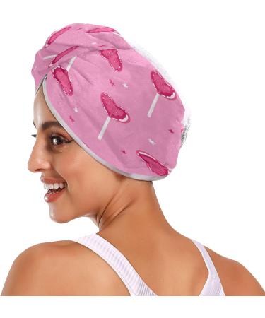 Heart Lolly Pop Pattern Dry Hair Cap & Quick Drying Towel Set - 2 Piece Super Absorbent Soft & Comfortable with Button Headband - Perfect for International Shipping - Buy Online on GoSupps.com