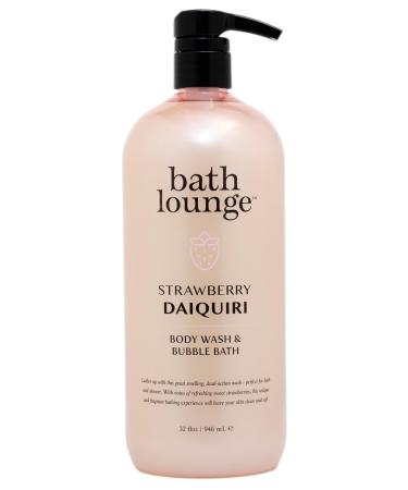 Bath Lounge Body Wash & Bubble Bath Strawberry Daiquiri 32 Fl Oz | Refreshing Cleansing & Smoothing Formula for Bath or Shower | Sweet Strawberry Scent for Soft Clean Skin