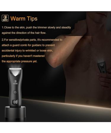 Body Hair Trimmer for Men Electric Hair Clippers Ball Trimmer with Ceramic Blade Waterproof Pubic Groin Hair Trimmer Grooming Kit with LCD Display & Recharge Dock Black - Buy Online on GoSupps.com