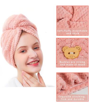 ACMYCH Thickened Hair Towel Wrap - Microfiber Drying Towel with Button for Fast Drying - Dry Hair Hat & Bath Cap - Avocado Green & Light Brown - Buy Online on GoSupps.com