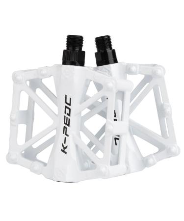 boruizhen Aluminium CNC Bike Platform Pedals Lightweight Road Cycling Bicycle Pedals for MTB BMX White