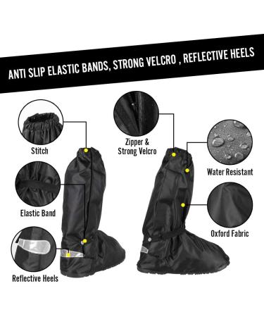 Comfecto Water Resistant Motorcycle Boot Shoe Covers Men 10-11 | Reflective Heels, Zipper & Elastic Bands | Outdoor Hiking, Camping, Fishing - Buy Online on GoSupps.com