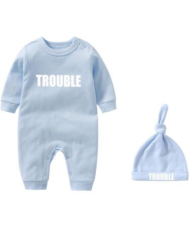 Culbutomind Baby Twins Bodysuits Double Trouble Newborn Romper Set Blue BT 0-3 Months - Buy Online on GoSupps.com