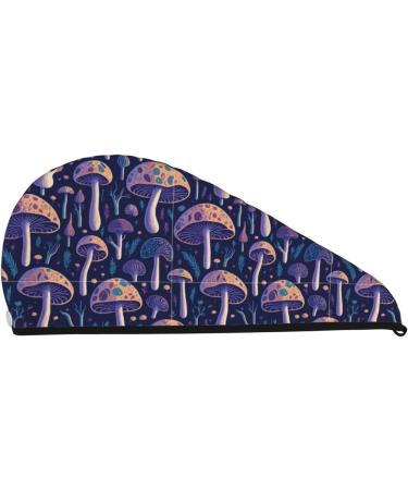Floral Hippie Mushrooms Microfiber Hair Towel | Soft Super Absorbent Quick Dry Wrap for Women with Long Curly & Thick Hair - Buy Online on GoSupps.com