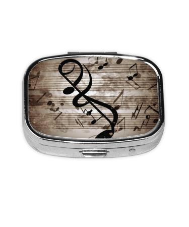 Music Note Printed Square Pill Box Portable Travelling Pill Box Medicine Organiser