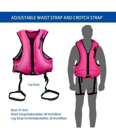 OMOUBOI Inflatable Snorkel Vest | Adult Swimming Jacket for Diving, Surfing & Water Sports (Pink) | 90-220lbs - Buy Online on GoSupps.com