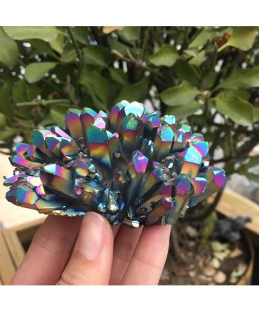 Specimen 200-210g Natural Metal Colour Aura Angel Crystal Cluster Titanium Coating Quartz Angel Cluster Reiki Crystal Stone